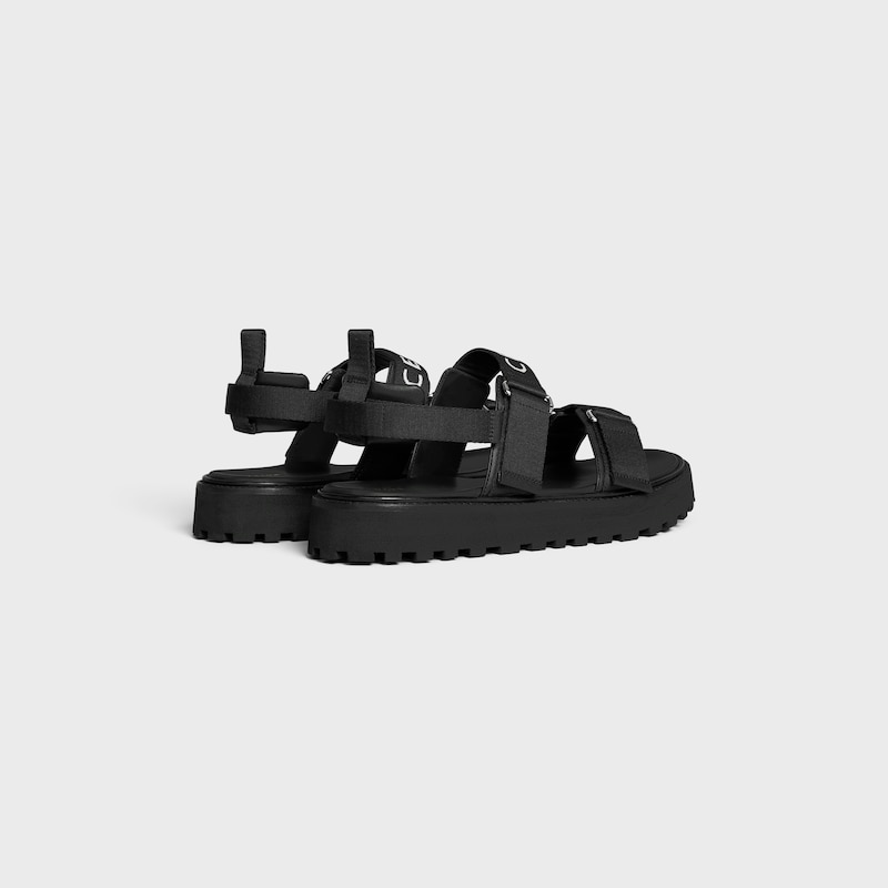 celine billie strappy sandal in celine jacquard and calfskin