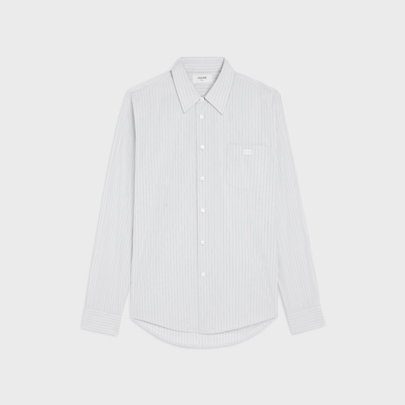 loose shirt in striped cotton poplin