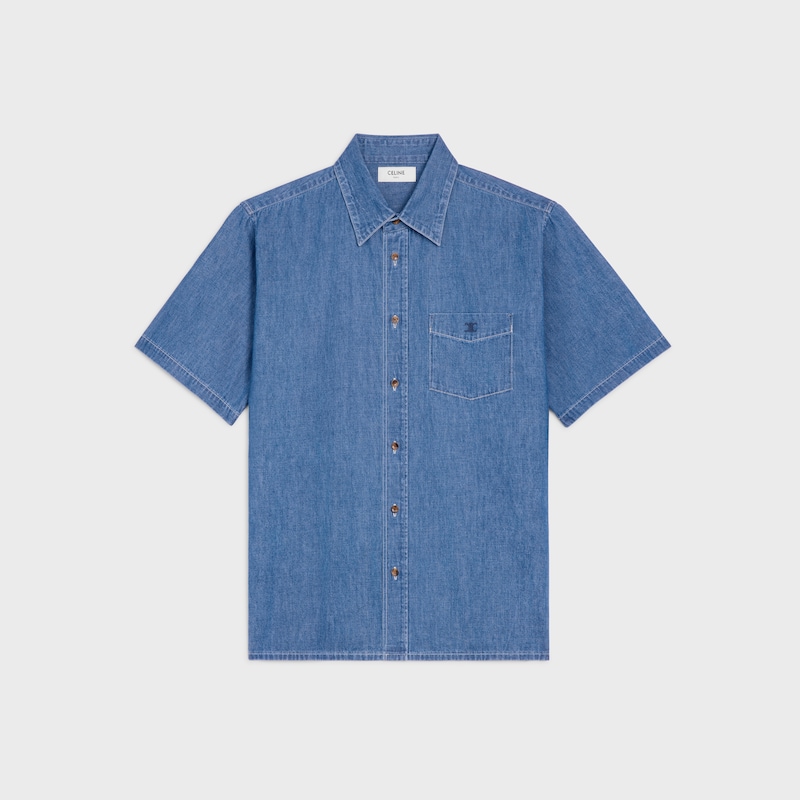 short-sleeved shirt in cotton denim