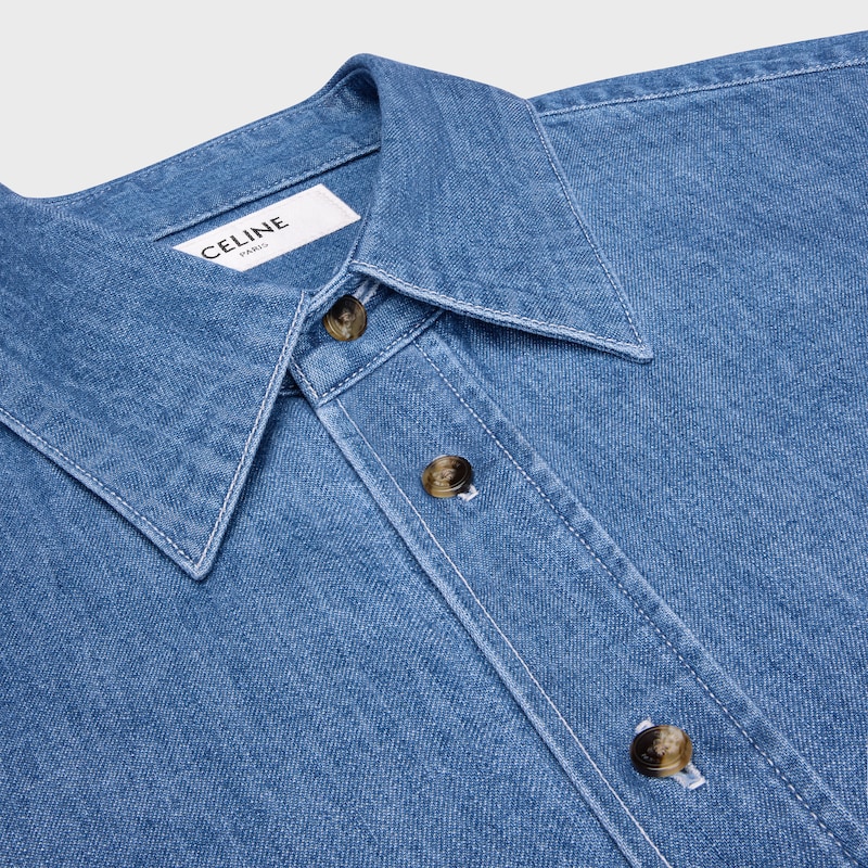 short-sleeved shirt in cotton denim