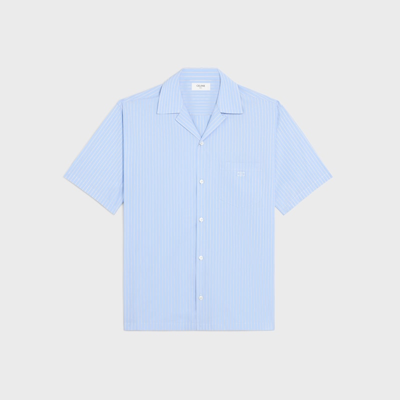 bowling shirt in striped cotton poplin
