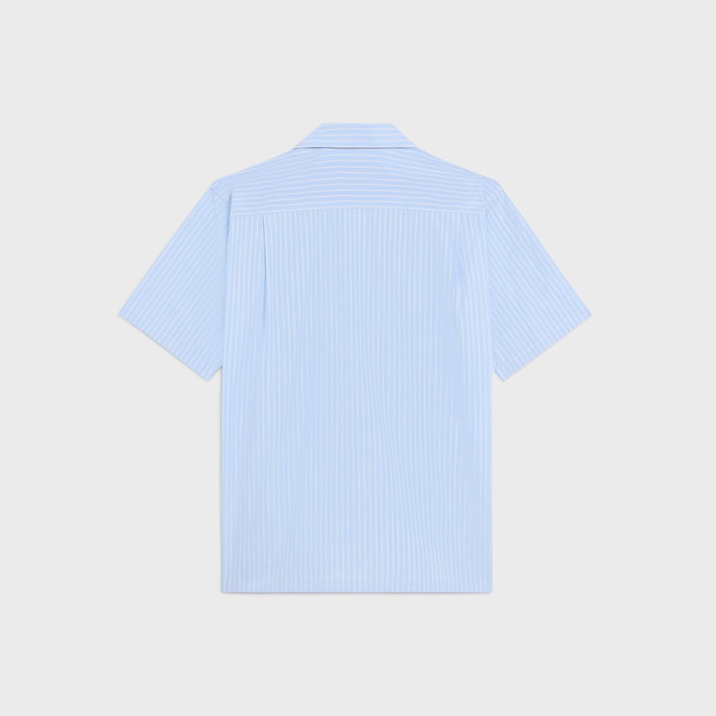 bowling shirt in striped cotton poplin