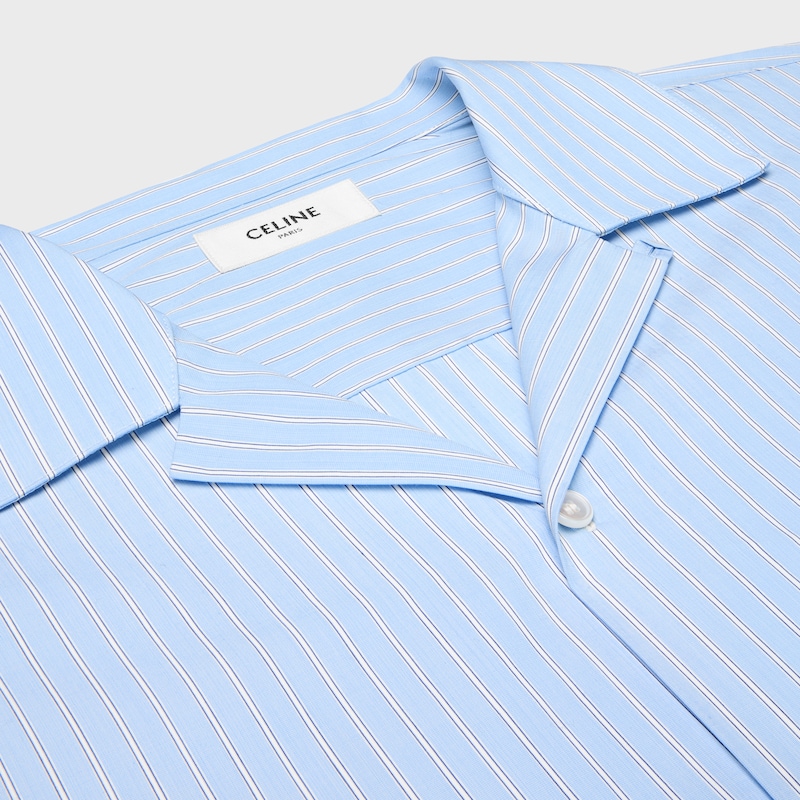 bowling shirt in striped cotton poplin