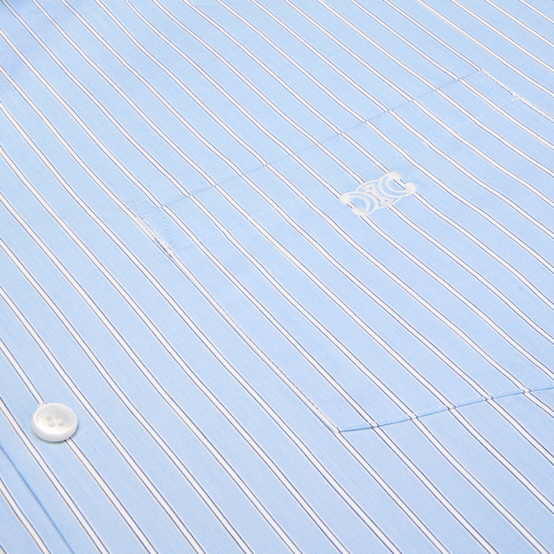 bowling shirt in striped cotton poplin