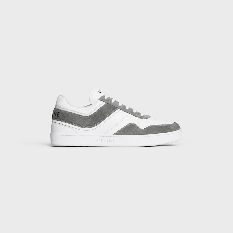 celine trainer low lace-up sneaker in suede calfskin and calfskin