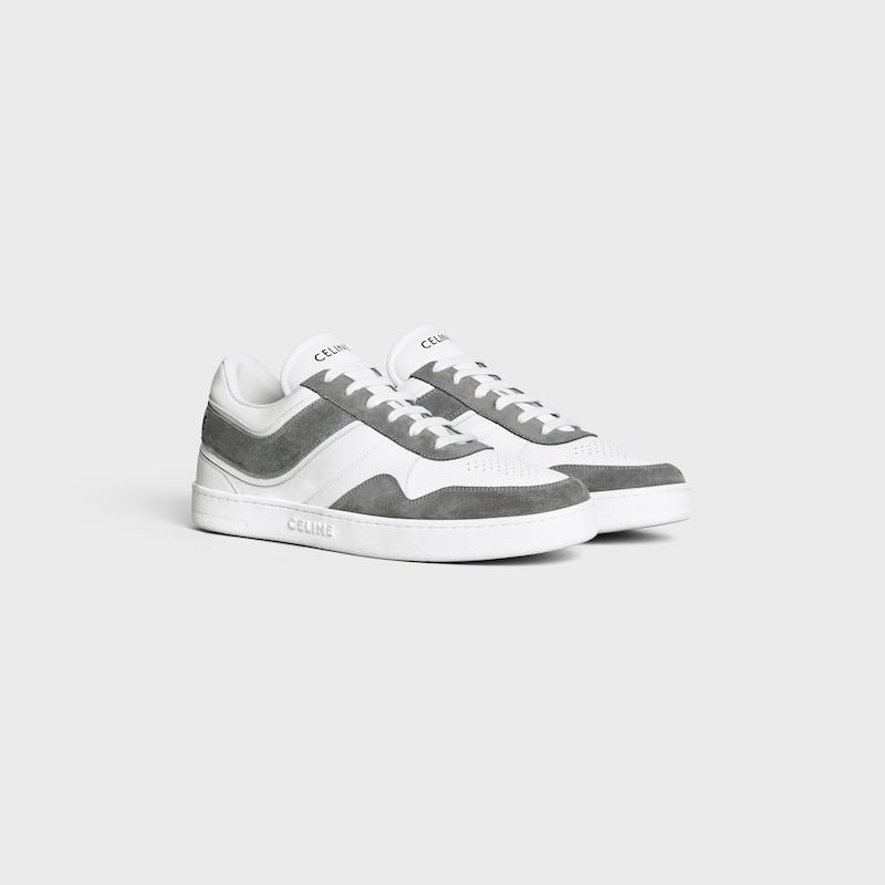 celine trainer low lace-up sneaker in suede calfskin and calfskin