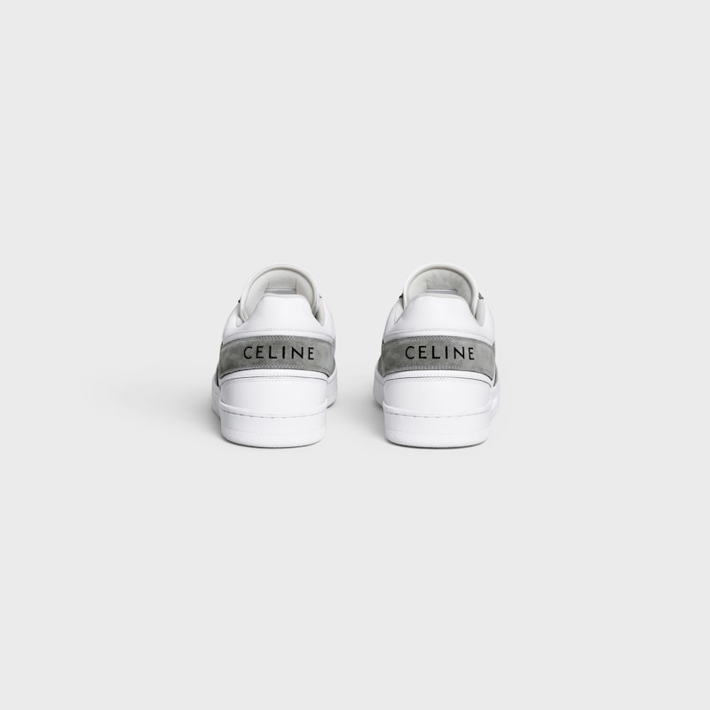 celine trainer low lace-up sneaker in suede calfskin and calfskin
