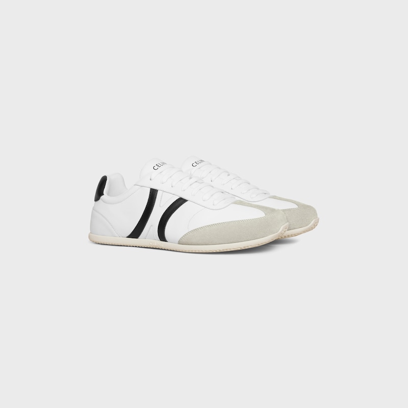 celine jogger low lace-up sneaker with triomphe in calfskin and suede calfskin