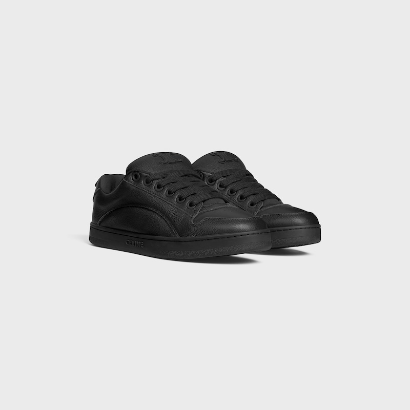 celine huntington low lace-up sneaker in tumbled leather and mesh