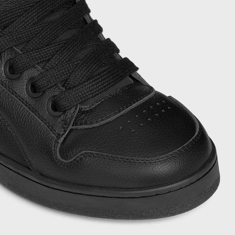 celine huntington low lace-up sneaker in tumbled leather and mesh