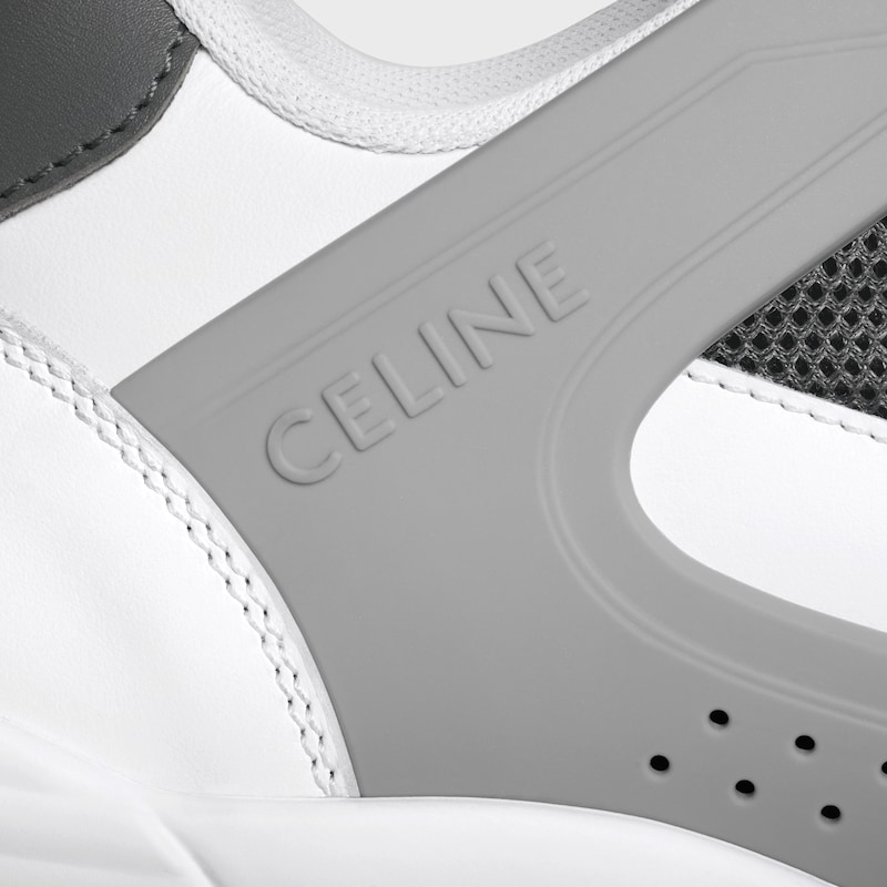 celine trainer ct-09 low lace-up sneaker in calfskin and mesh