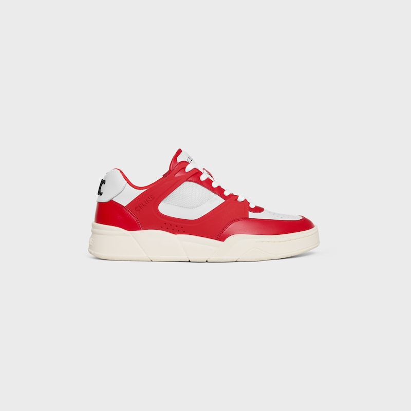 celine trainer ct-09 low lace-up sneaker in calfskin and mesh