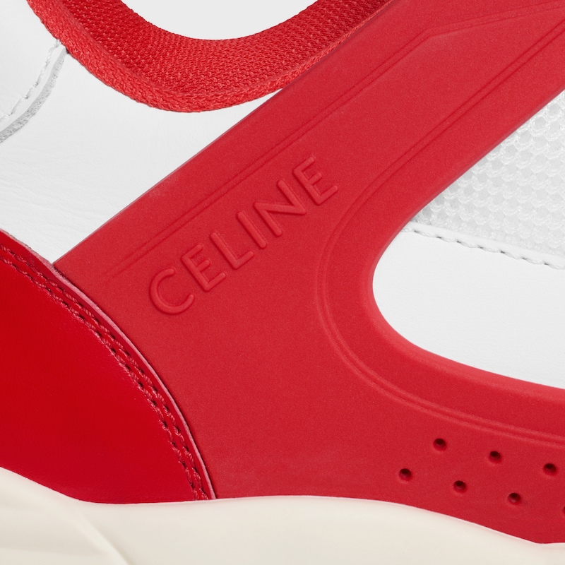 celine trainer ct-09 low lace-up sneaker in calfskin and mesh
