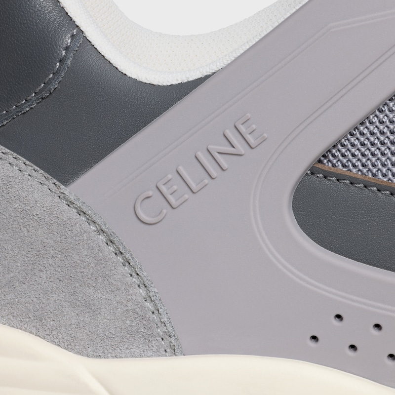 celine trainer ct-09 low lace-up sneaker in suede calfskin calfskin and mesh
