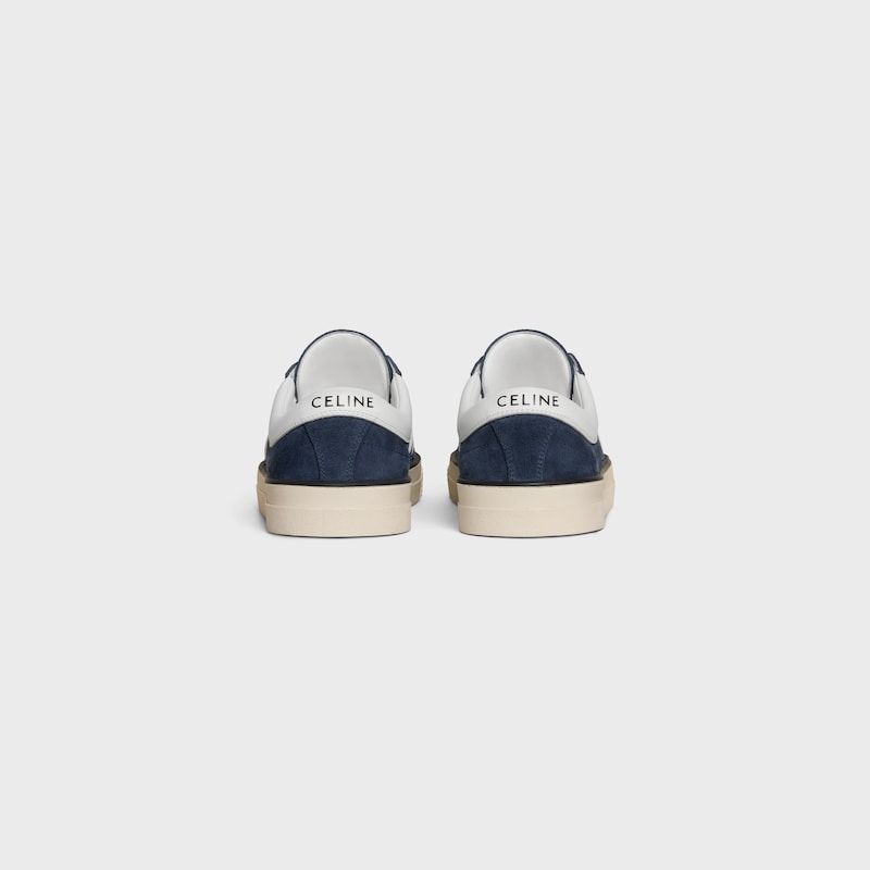 celine sunset low lace-up sneaker in suede calfskin and calfskin