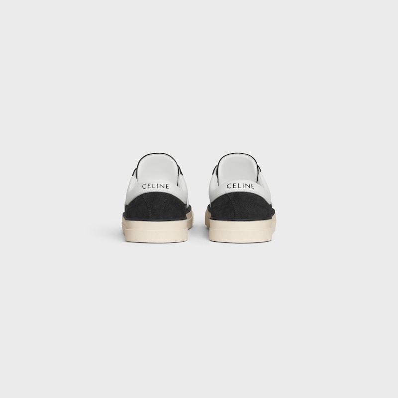 celine sunset low lace-up sneaker in suede calfskin and calfskin