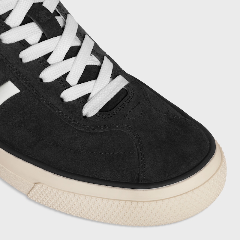 celine sunset low lace-up sneaker in suede calfskin and calfskin