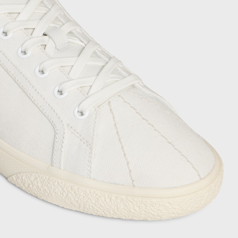 celine lou low lace-up sneaker with embroidered triomphe in canvas and calfskin