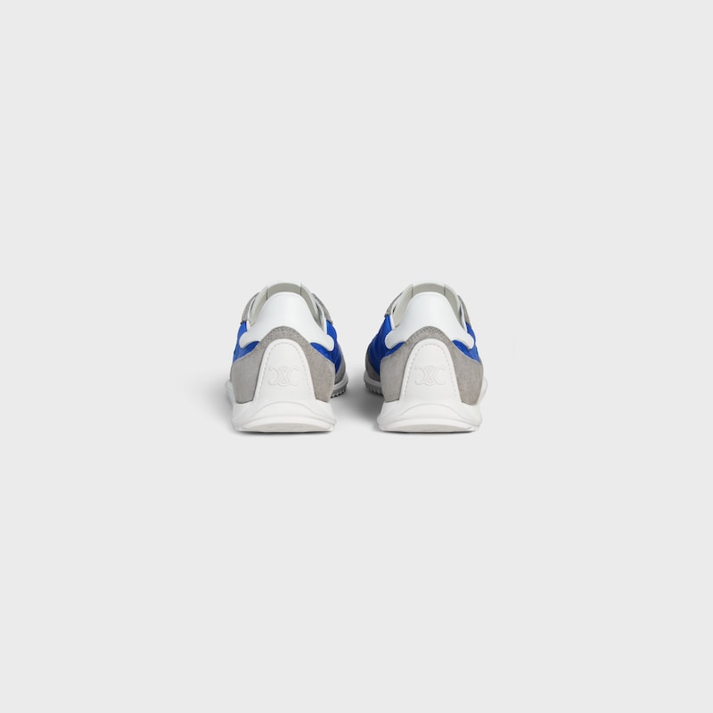 celine racer low lace-up sneaker with triomphe in nylon suede calfskin and calfskin