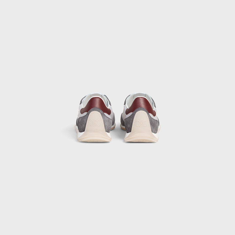 celine racer low lace-up sneaker with triomphe in nylon suede calfskin and calfskin