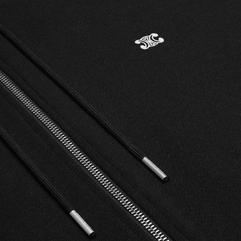 triomphe loose zipped hoodie in cashmere cotton