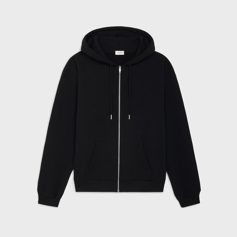celine loose zipped hoodie in cotton fleece