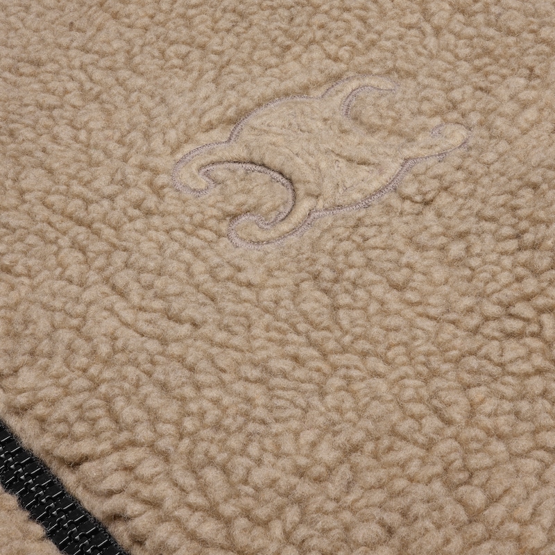 hooded jacket in wool and cotton fleece