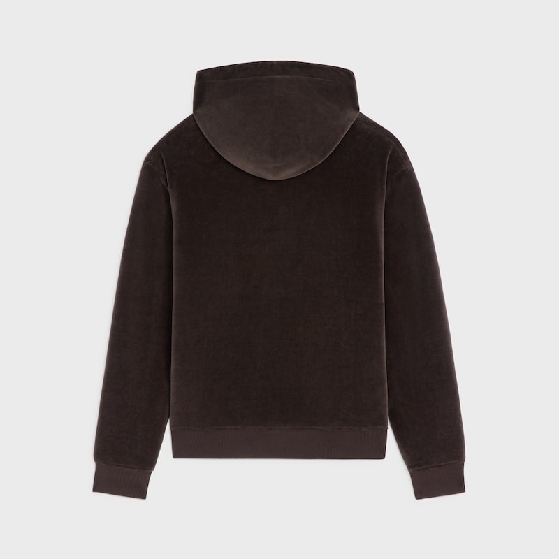 loose zip up hoodie in velvet cotton