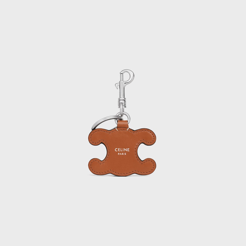 metal triomphe keyring in metal and calfskin