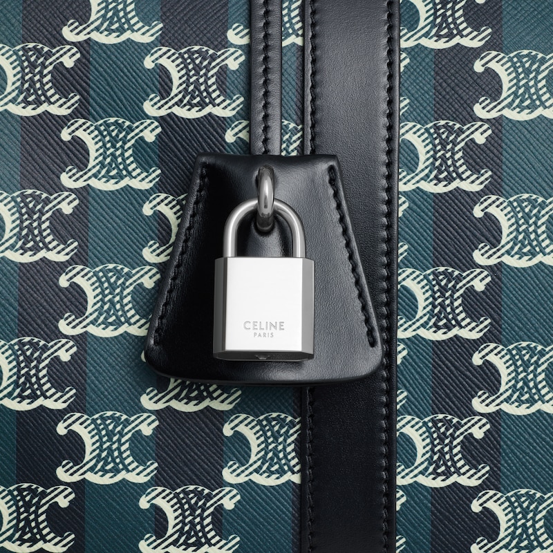 large boston in striped triomphe canvas and calfskin