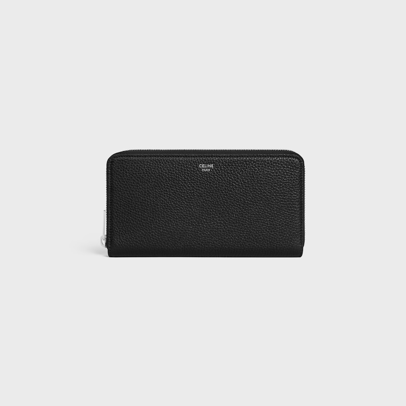 large zipped wallet in grained calfskin