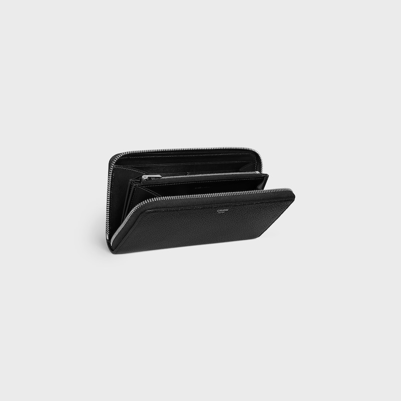 large zipped wallet in grained calfskin