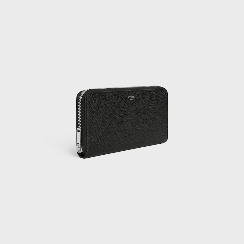 large zipped wallet in grained calfskin