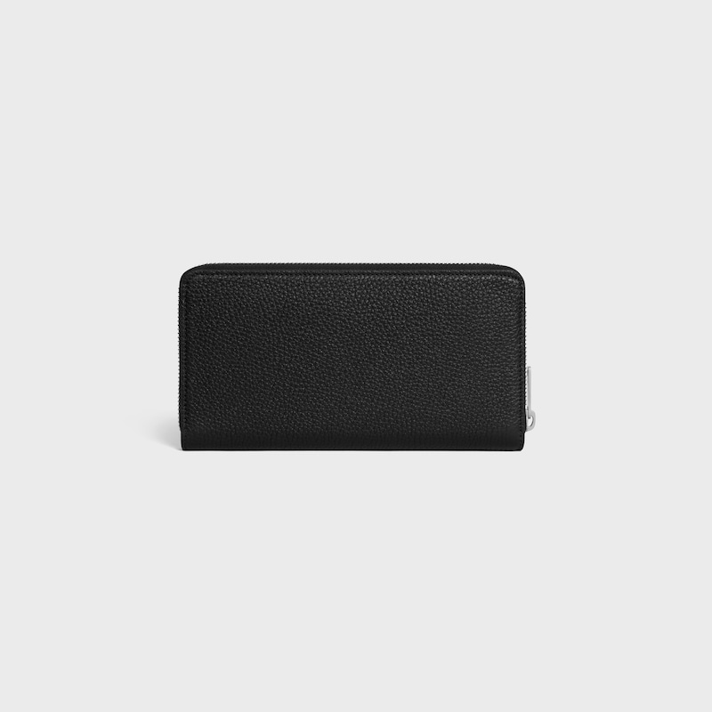 large zipped wallet in grained calfskin