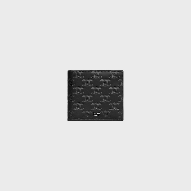 bi-fold card holder in calfskin with triomphe embossed