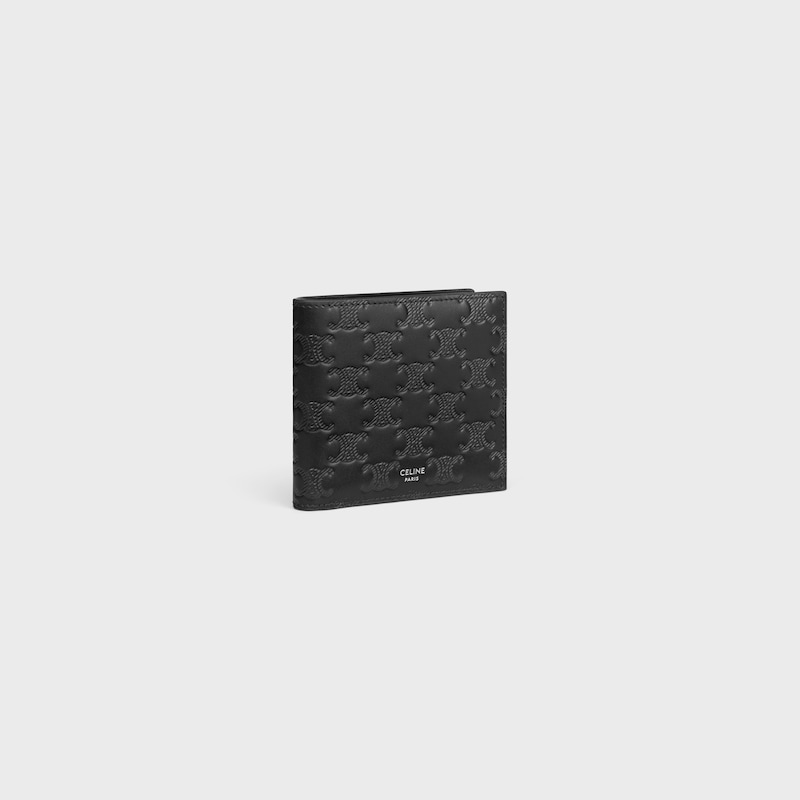 bi-fold card holder in calfskin with triomphe embossed
