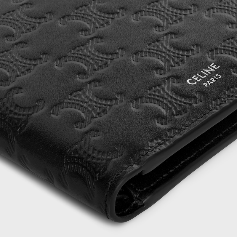 bi-fold card holder in calfskin with triomphe embossed
