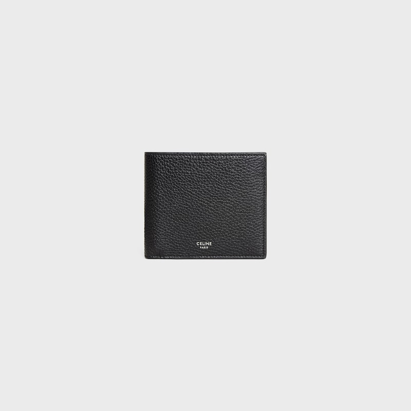 bi-fold card holder in grained calfskin