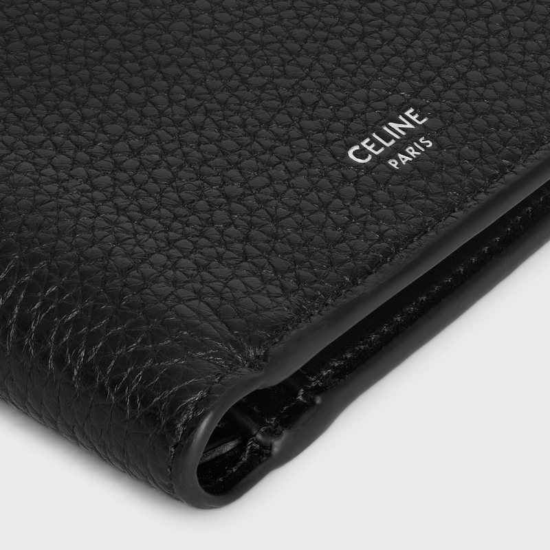bi-fold card holder in grained calfskin
