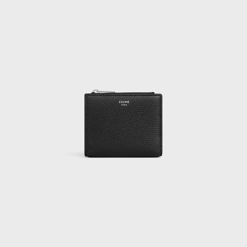 compact wallet in grained calfskin
