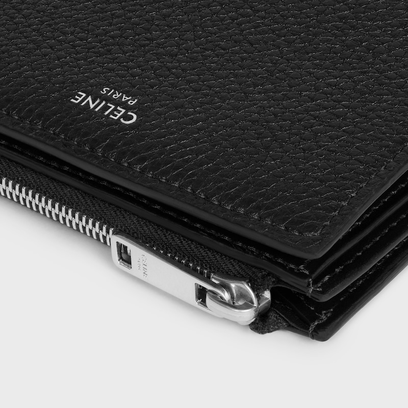 compact wallet in grained calfskin