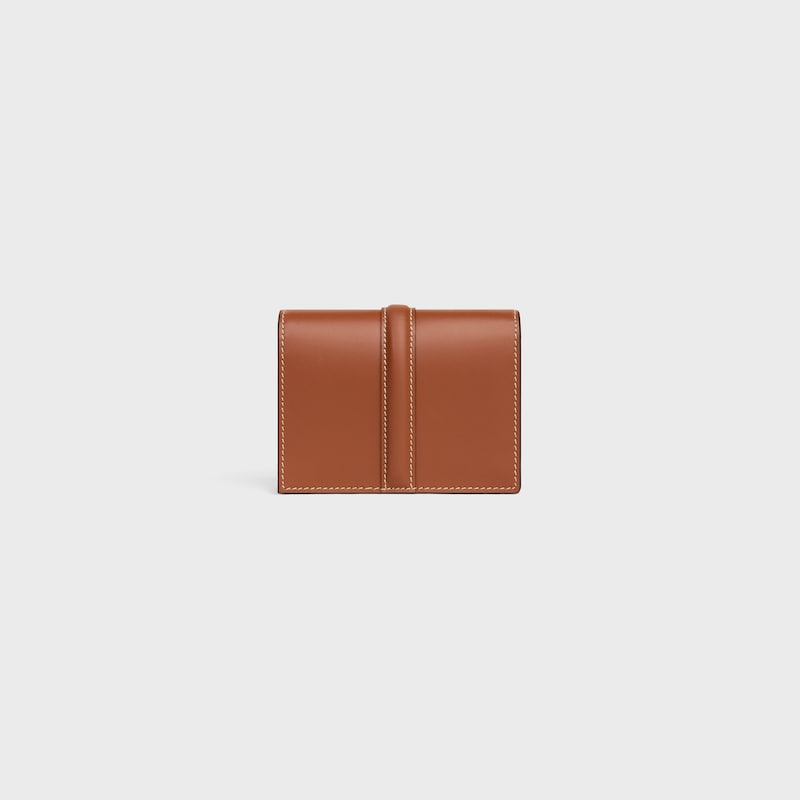 card holder with flap 16 in satinated calfskin