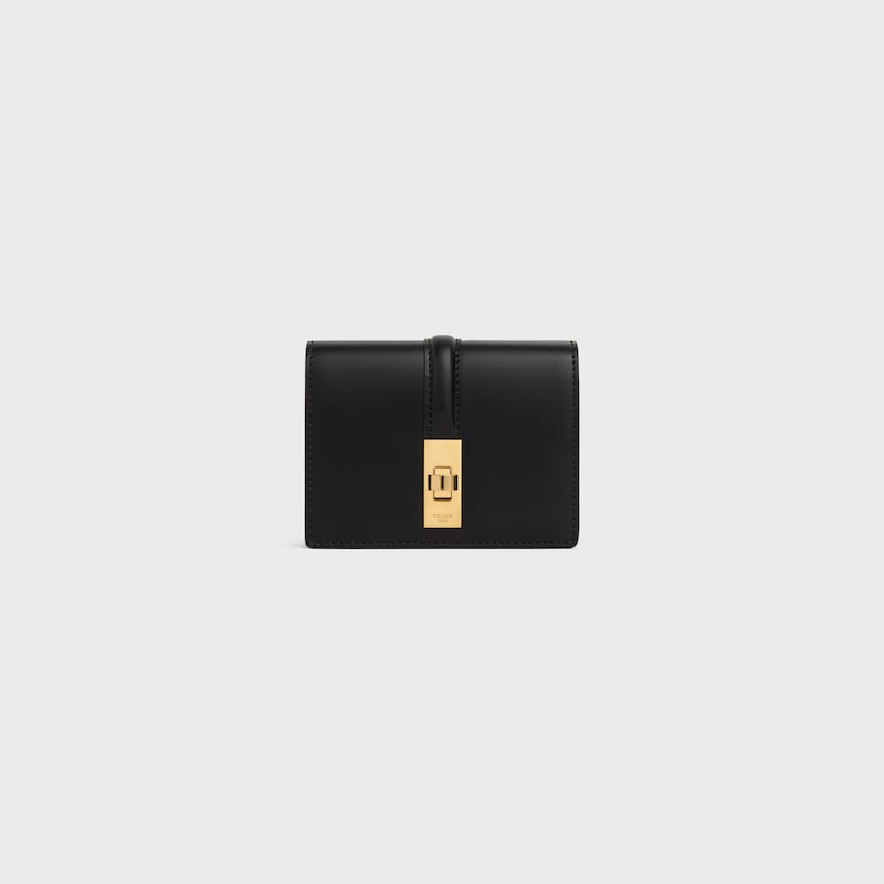 card holder with flap 16 in satinated calfskin