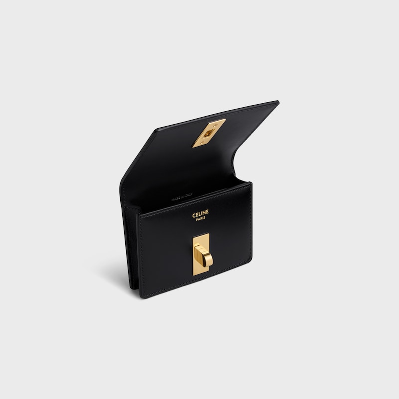 card holder with flap 16 in satinated calfskin