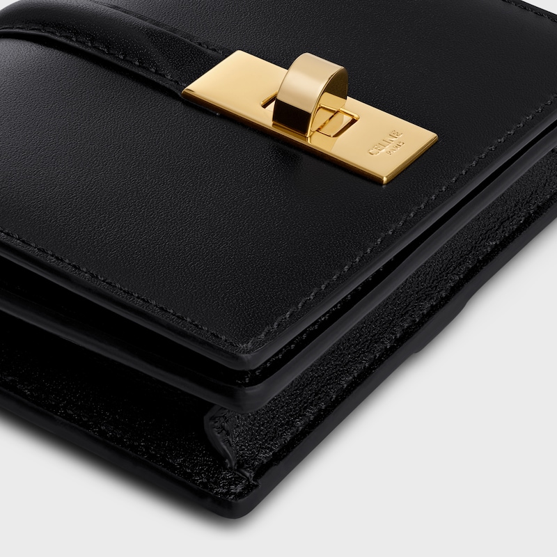 card holder with flap 16 in satinated calfskin
