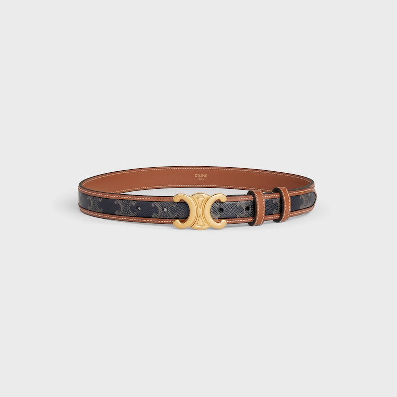 medium 25mm triomphe belt in triomphe canvas and calfskin