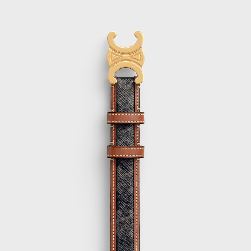 medium 25mm triomphe belt in triomphe canvas and calfskin
