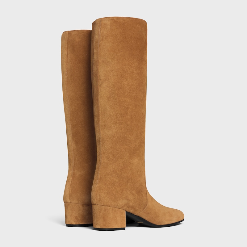 les bottes celine triomphe high boot in suede calfskin