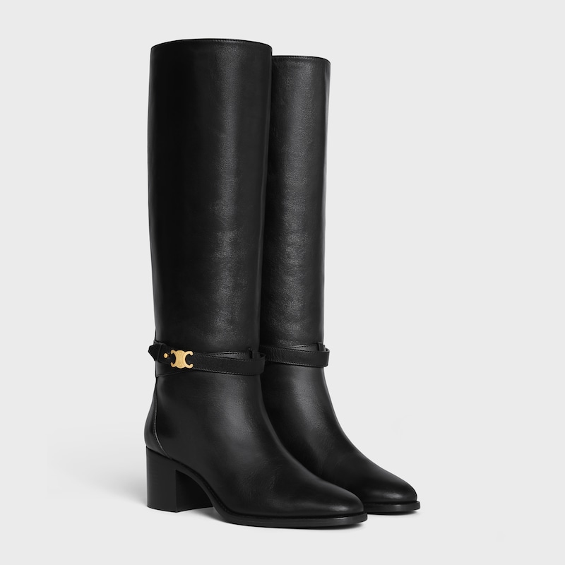 celine garance triomphe strap high boot in calfskin