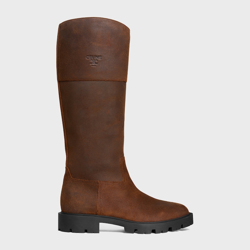 margaret - high boot in waxed suede calfskin
